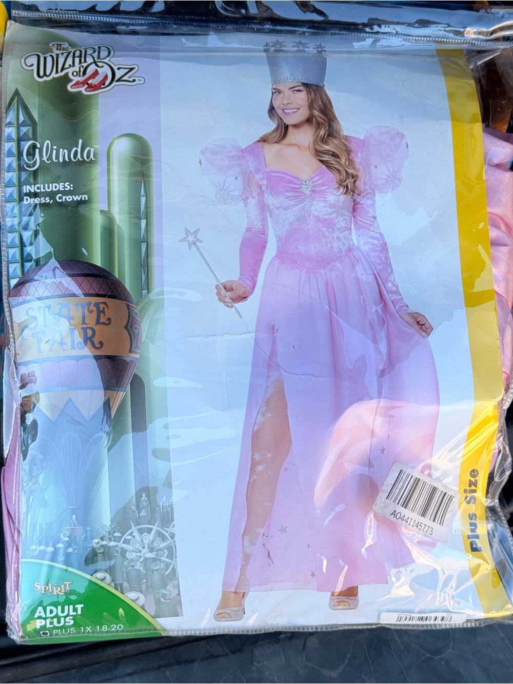 Glinda Adult Plus Pink Fairy Costume Dress & Crown